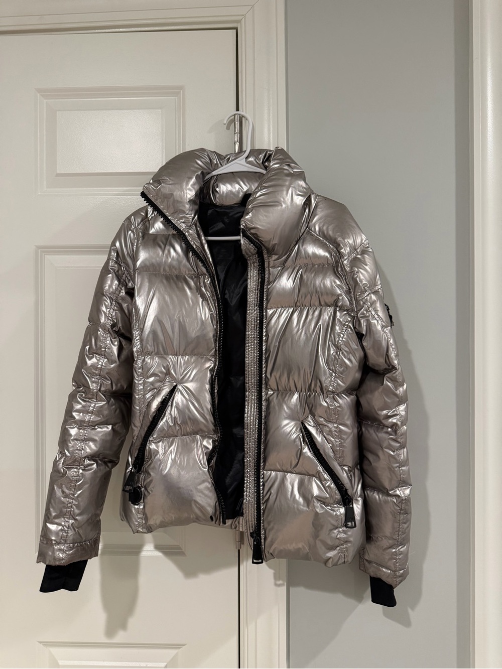 SAM. Metallic Silver Puffer Jacket